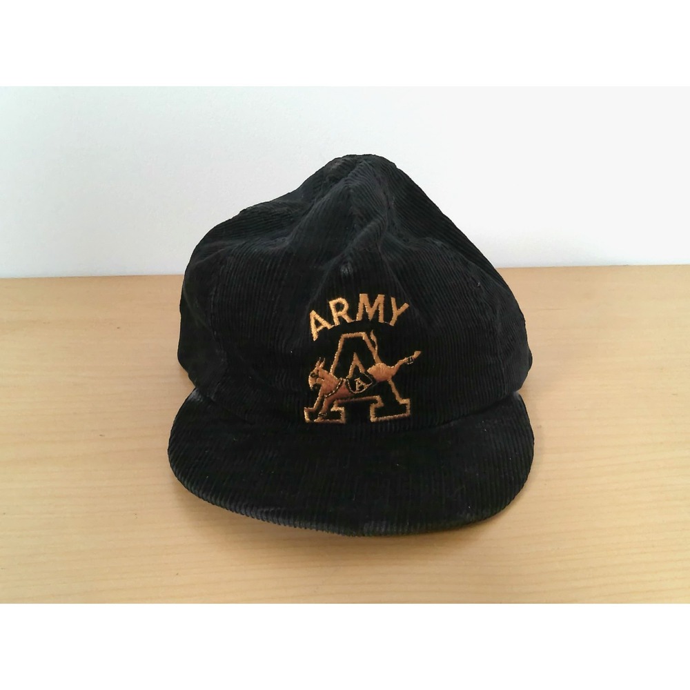 Vintage Army West Point Cadets Kicking Mule Corduroy Snapback Hat USA 80s 90s